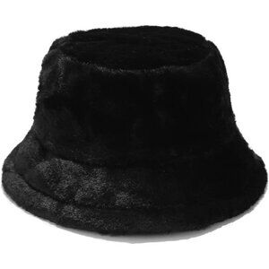 Winter Faux Fur Fuzzy Bucket Hat Fluffy Warm Hat for Women Men